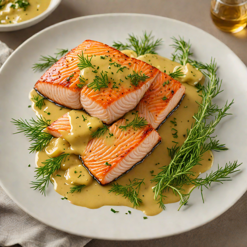 Pan-Seared Salmon with Honey-Mustard Glaze and Dill