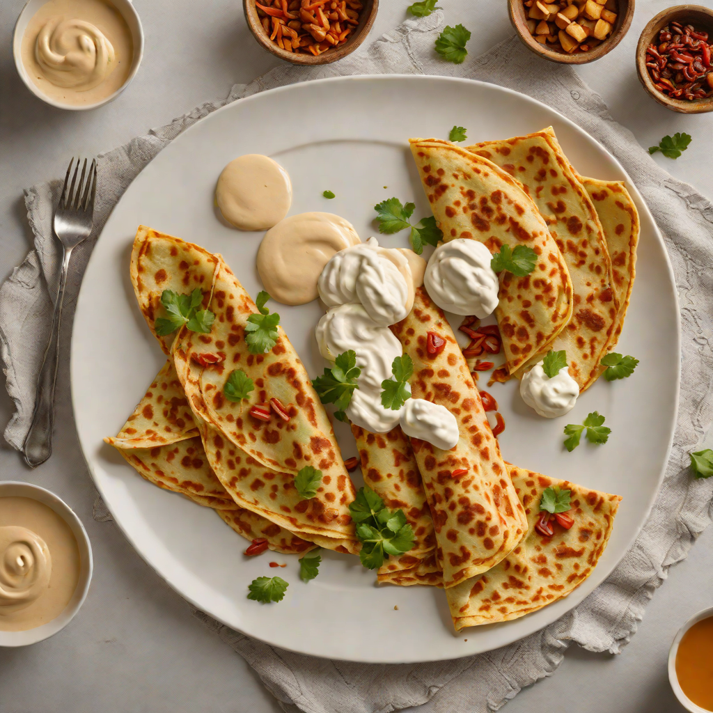 Injera Crêpes with Spiced Chicken and Berbere Yogurt Sauce