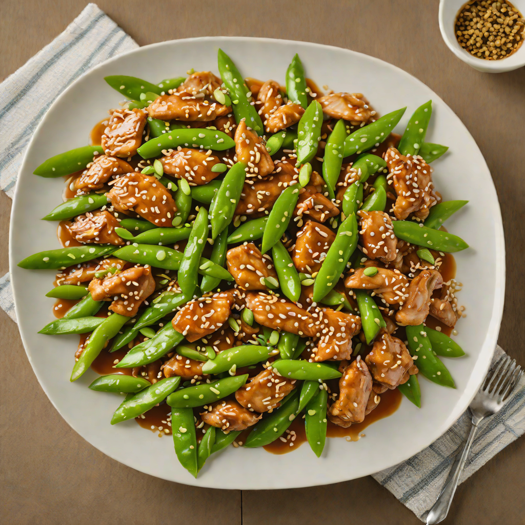 Stir-Fried Chicken with Snow Peas and Ginger-Sesame Sauce
