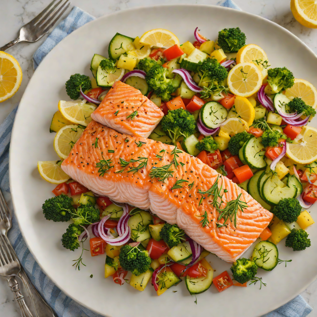 Seared Lemon-Dill Salmon with Summer Vegetable Medley