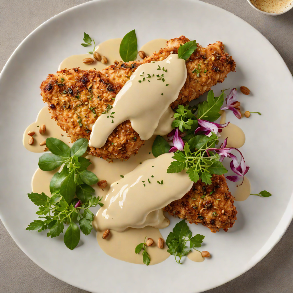 Macadamia-Crusted Chicken with Wattleseed and Lemon Myrtle Aioli