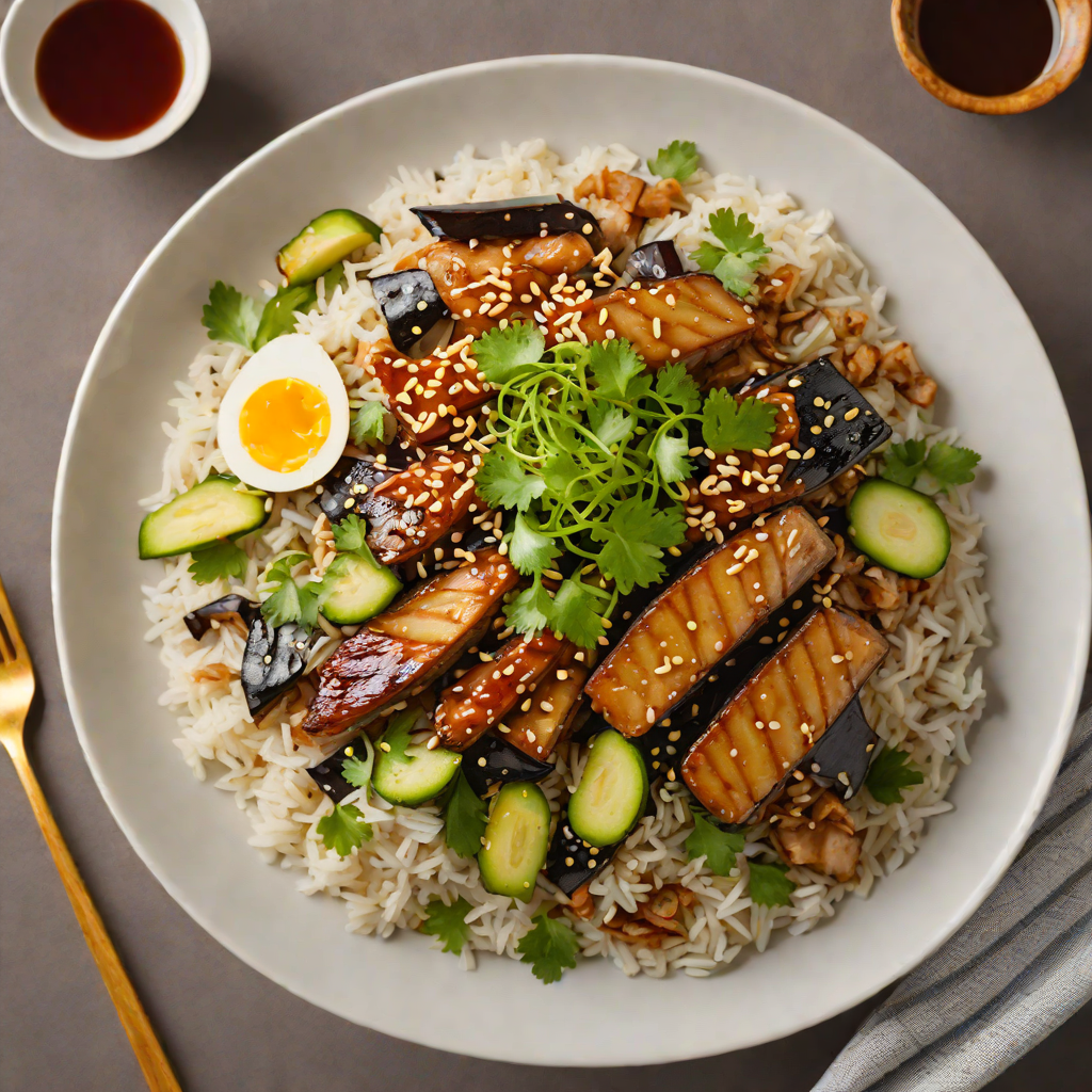 Steamed Ginger Miso Eggplant Donburi