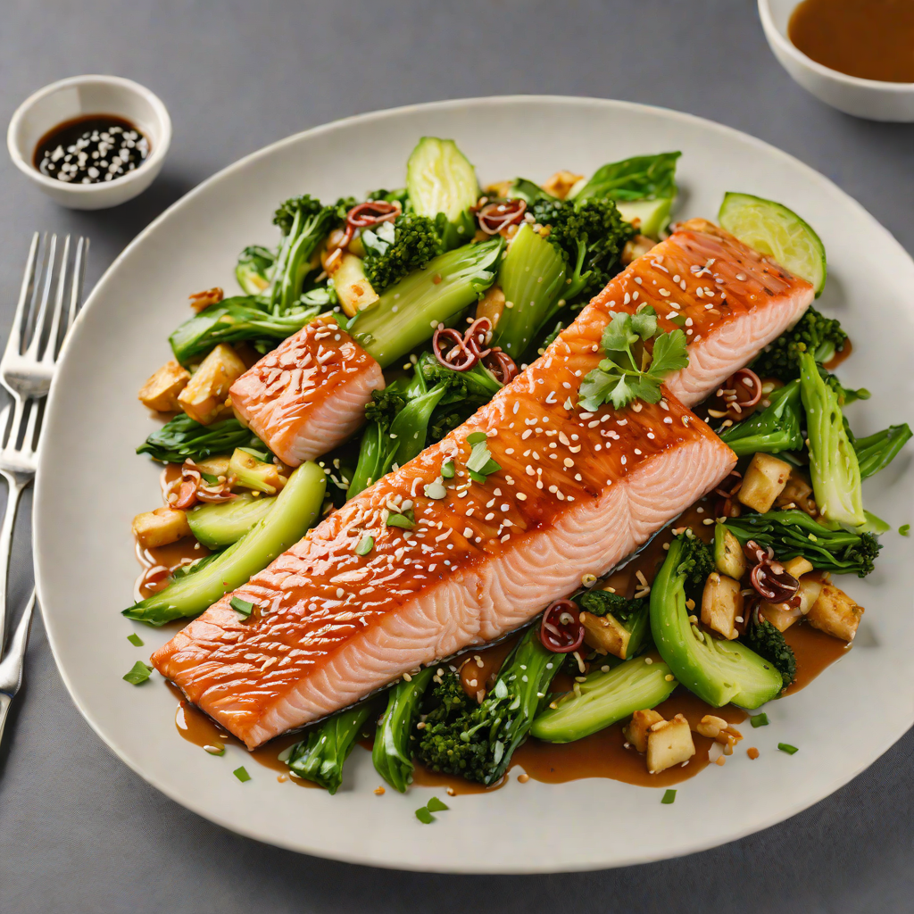 Ginger-Soy Glazed Salmon with Sesame Stir-Fried Bok Choy