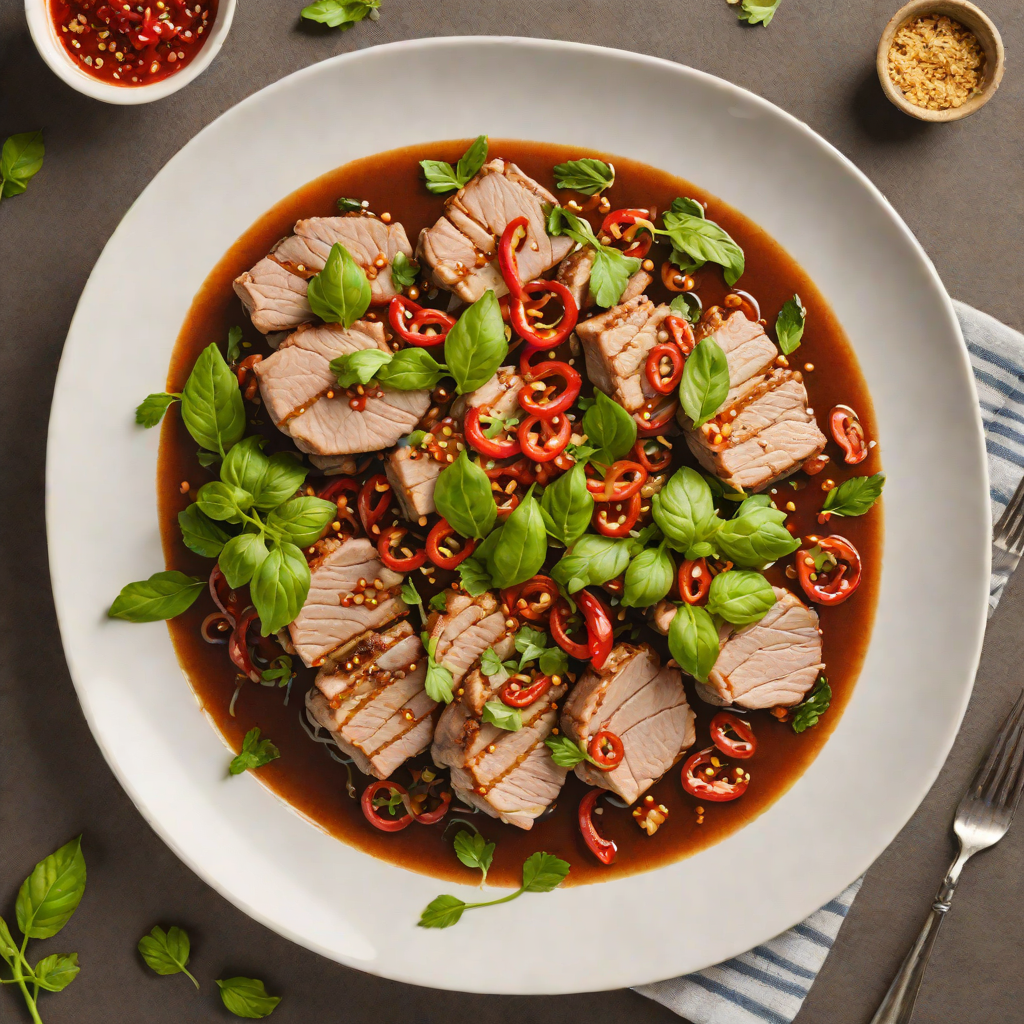 Pan-Seared Pork with Thai Basil and Chili Garlic Sauce