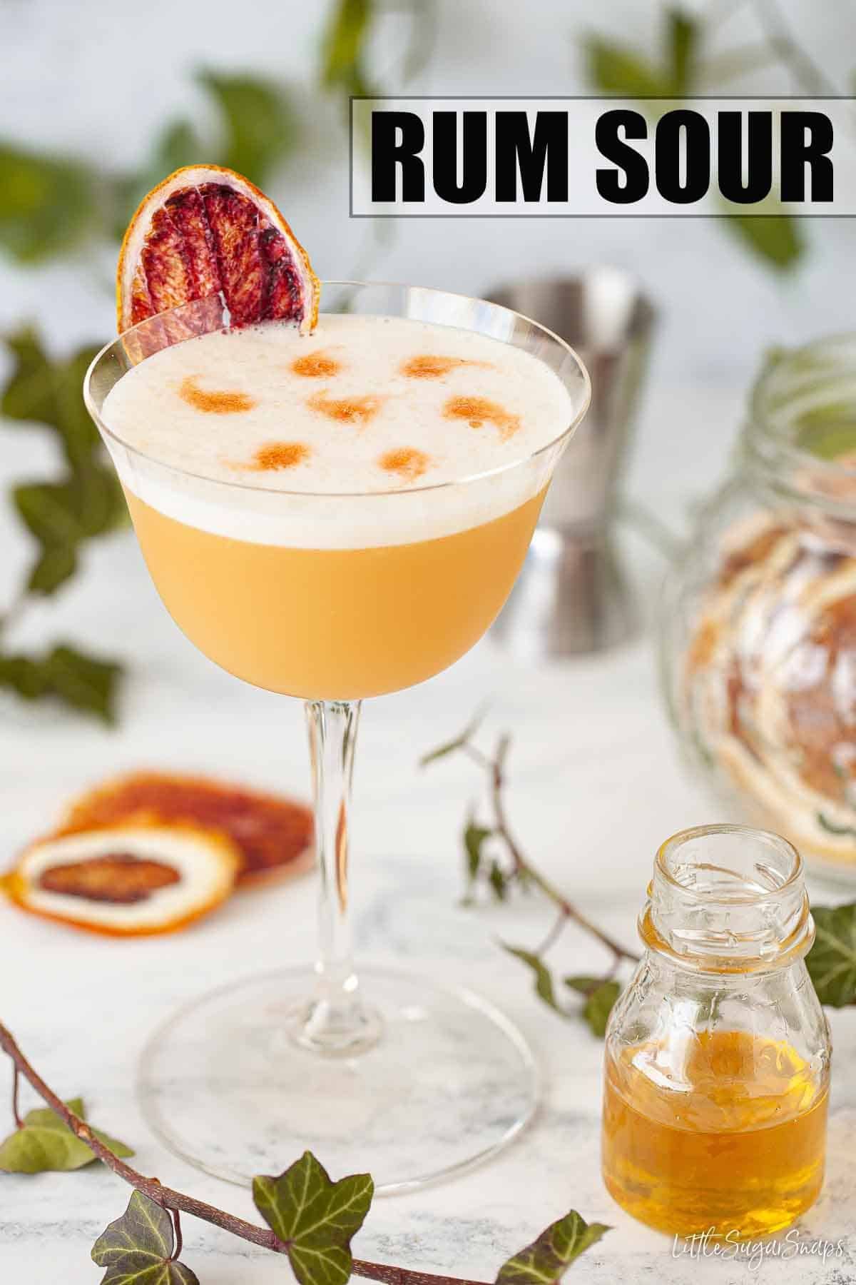 Dark Rum Citrus Sour with Honey and Cardamom