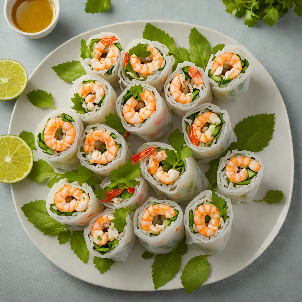 Cold Rice Paper Rolls with Shrimp and Fresh Herbs