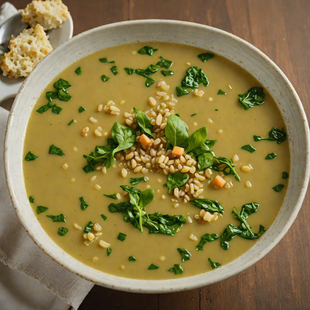 Garlic and Ginger Sautéed Mung Bean Soup with Spinach