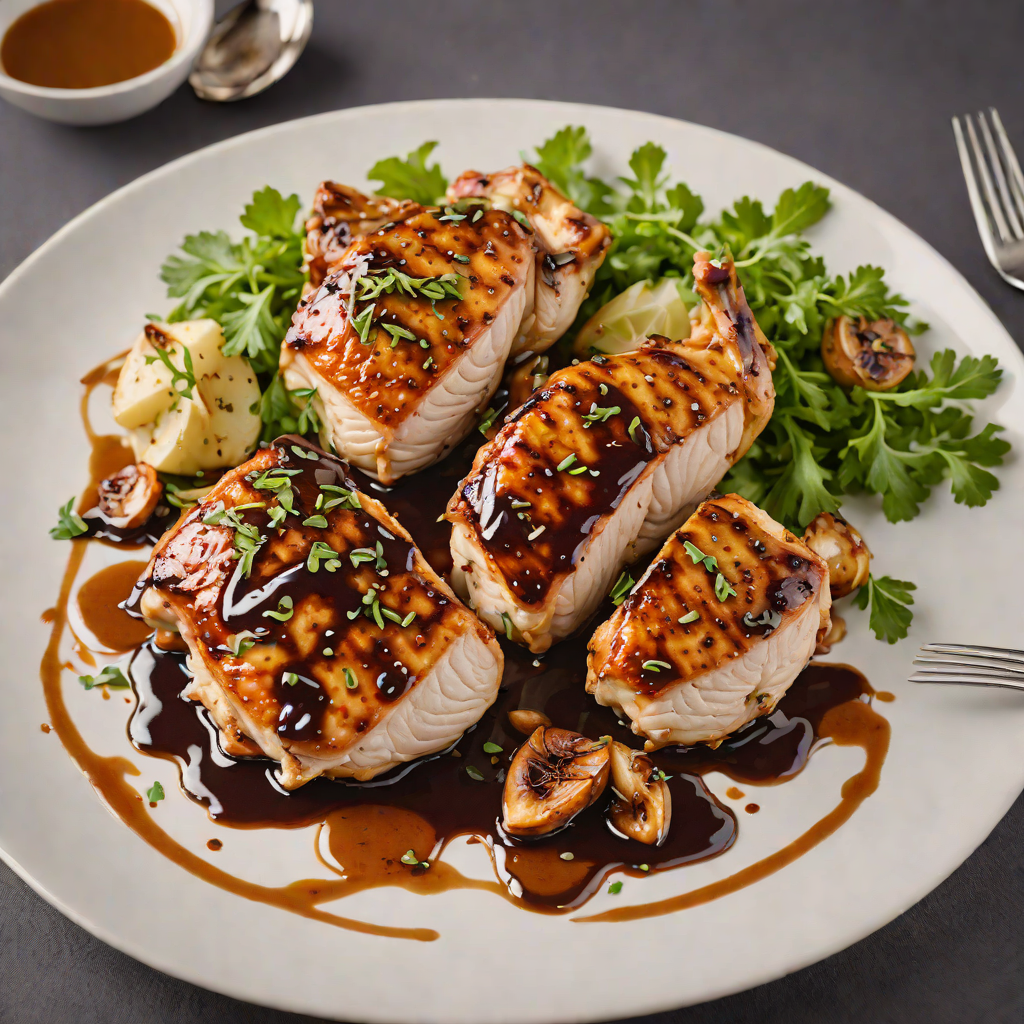 Pan-Seared Chicken with Honey Balsamic Glaze and Roasted Garlic