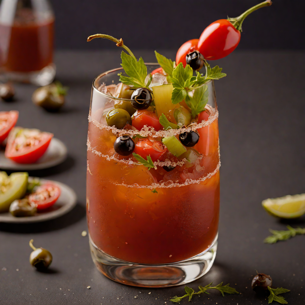 Tomato and Olive Brine Bloody Mary with Spiced Kick