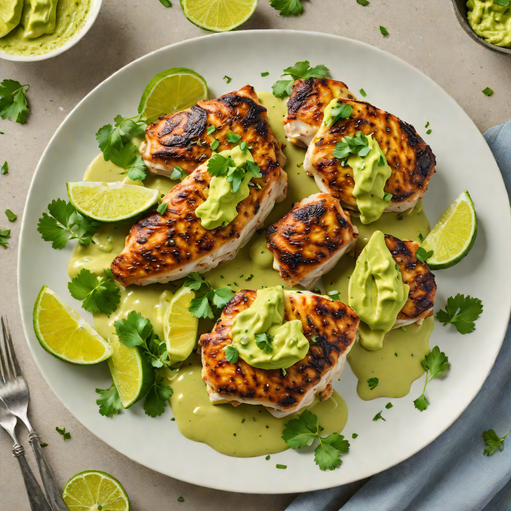 Pan-Seared Chicken Thighs with Avocado Cilantro Lime Sauce