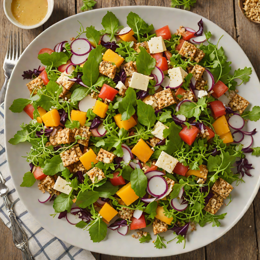 Rye Crispbread Salad with Pickled Vegetables and Smoked Cheese
