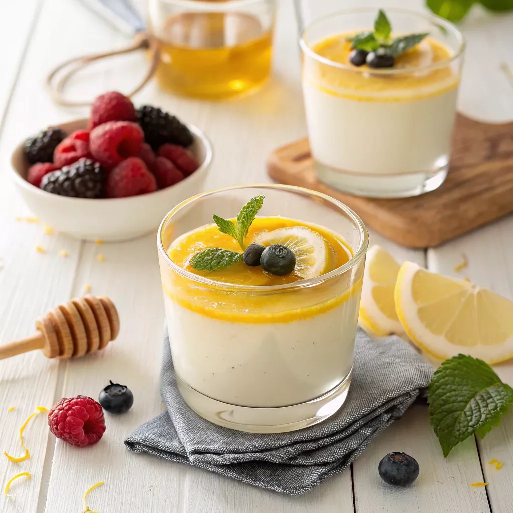 Baked Honey-Lemon Panna Cotta with Fresh Berries