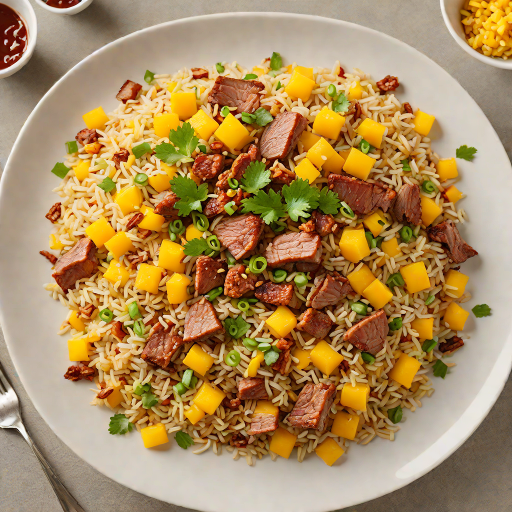 Sautéed Bagoong Fried Rice with Crispy Pork and Mango