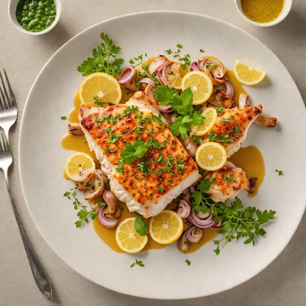 Pan-Seared Chicken with Bonito and Lemon Herb Sauce