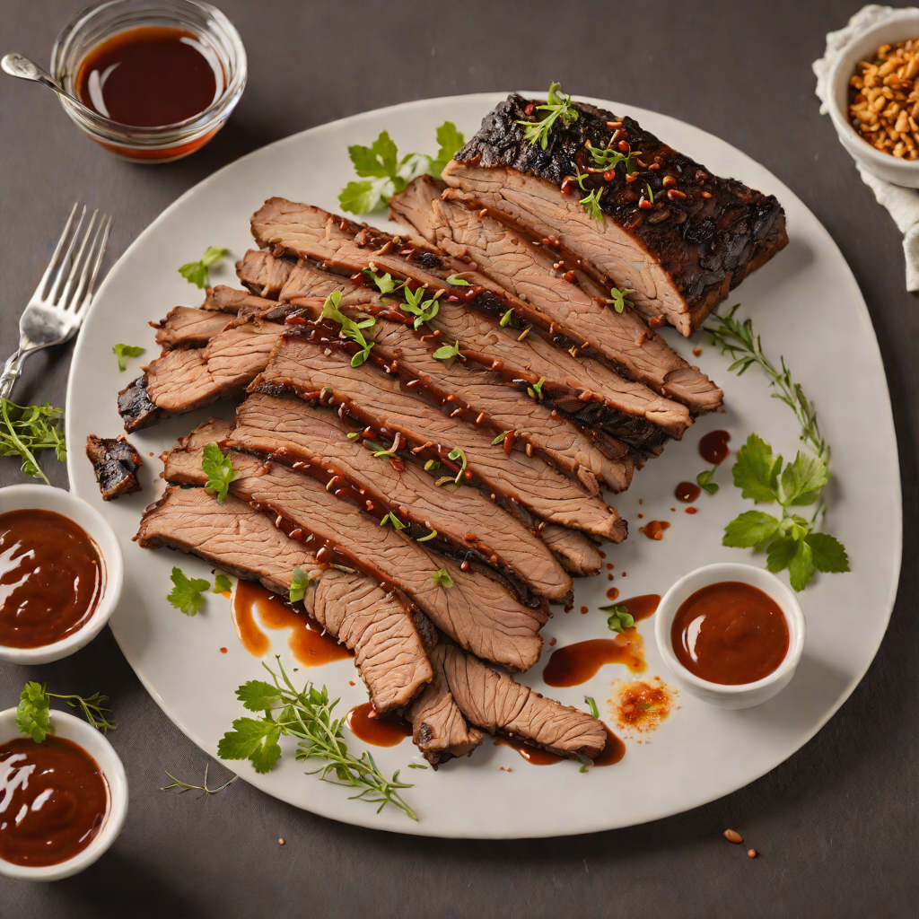 Grilled Texas-Style Smoked Brisket with Spicy Barbecue Sauce