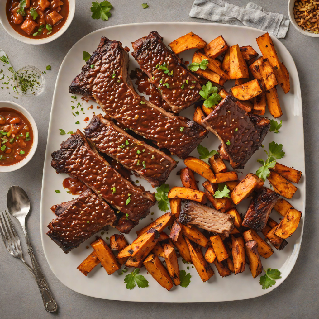 Sheet Pan Chipotle Barbecue Ribs with Roasted Sweet Potatoes