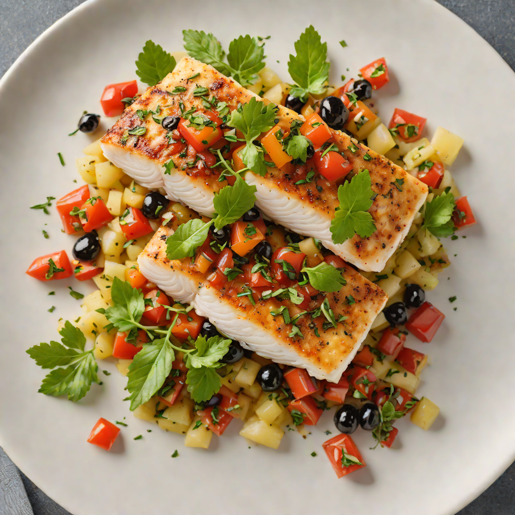 Pan-Seared Cod with Mediterranean Olive and Tomato Relish