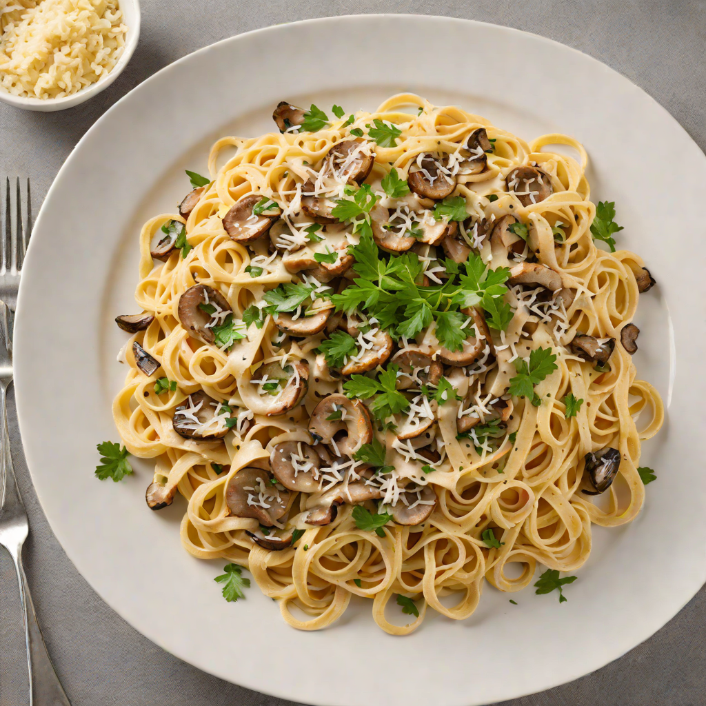 Fettuccine with Mushroom Cream Sauce and Parmesan