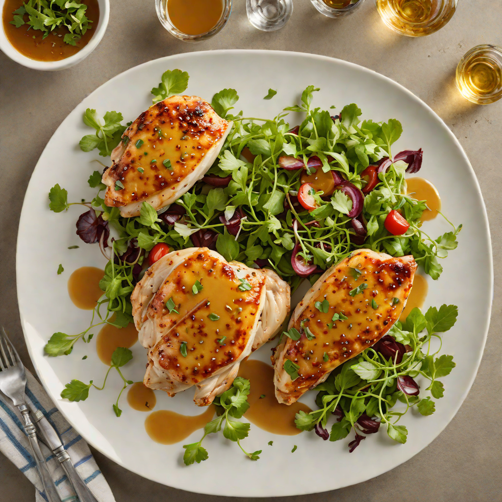 Pan-Seared Chicken with Spiced Honey Glaze and Fresh Herb Salad