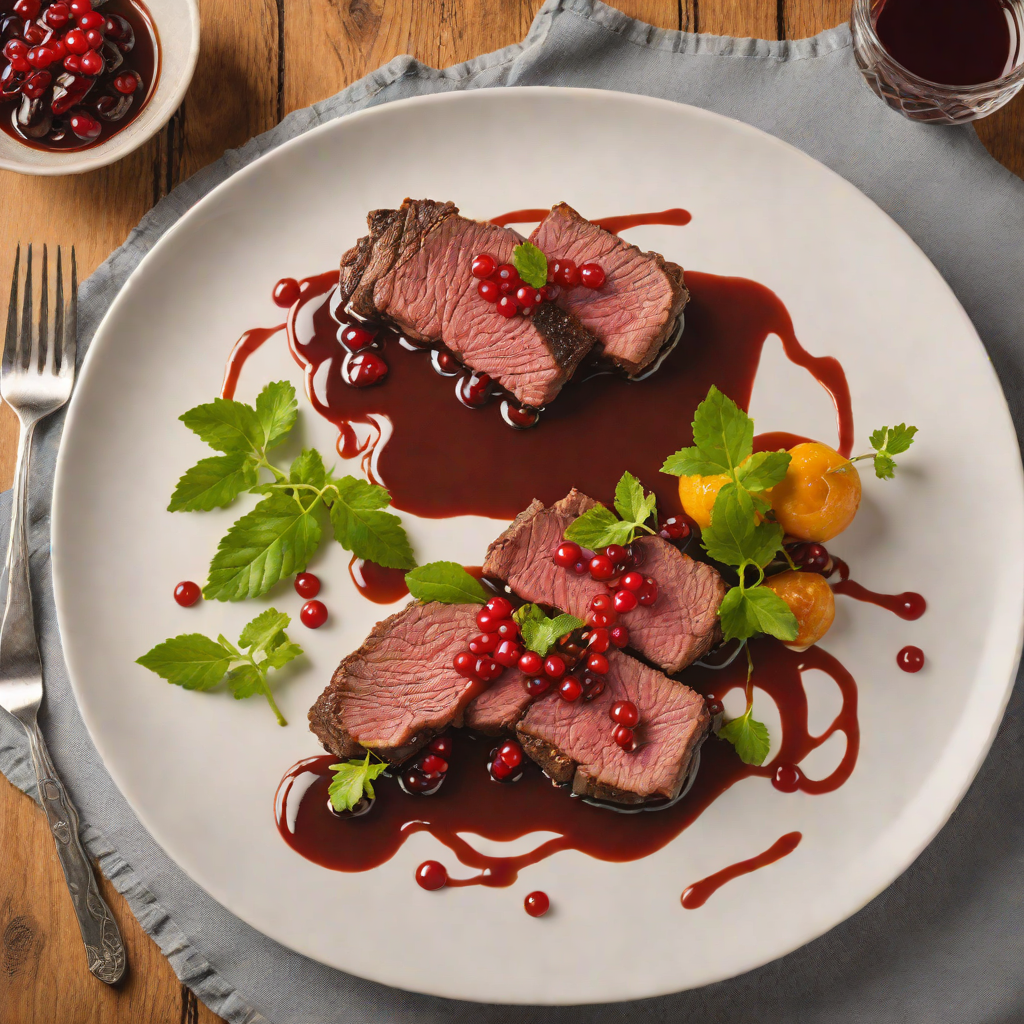 Slow-Roasted Kangaroo Rump with Pepperberry and Davidson’s Plum Sauce