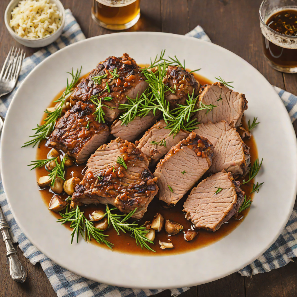 Beer-Braised Pork Shoulder with Garlic and Rosemary