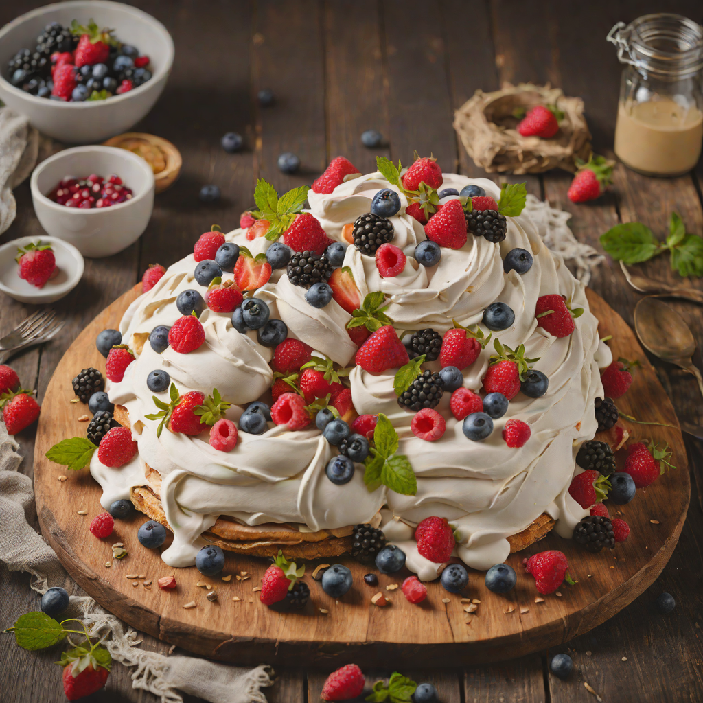 Glinda-Inspired Sweet Berry Pavlova with Whipped Cream