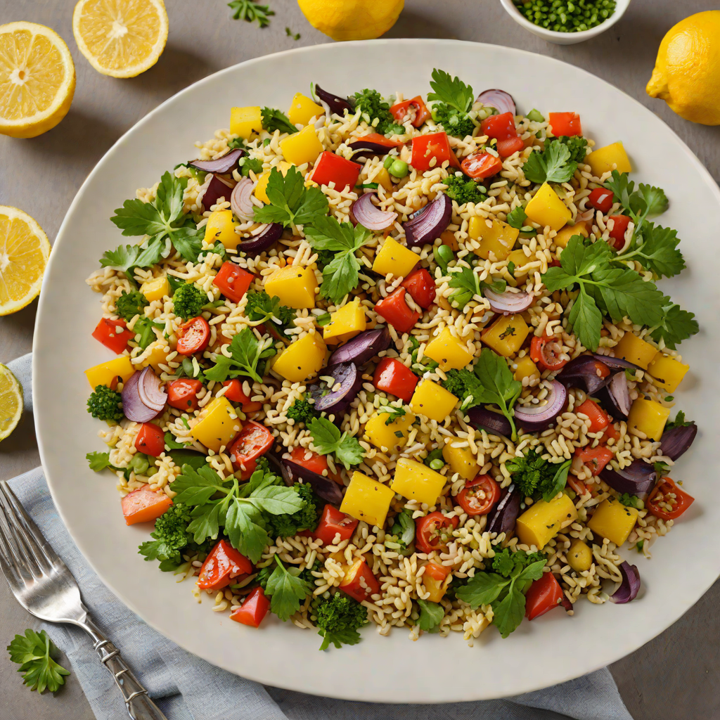 Lemon-Garlic Quinoa Salad with Roasted Vegetables and Parsley