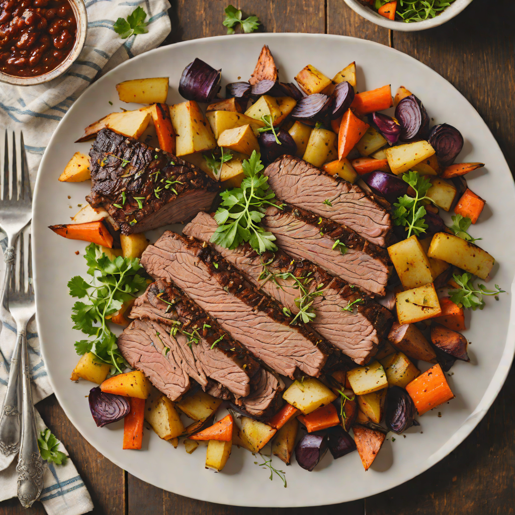 Sheet Pan Cajun-Spiced Brisket with Roasted Root Vegetables