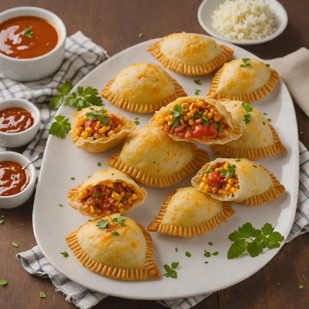 Corn and Cheese Salteña Empanadas with Spicy Sauce