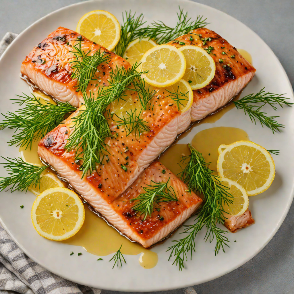 Baked Lemon-Maple Glazed Salmon with Dill