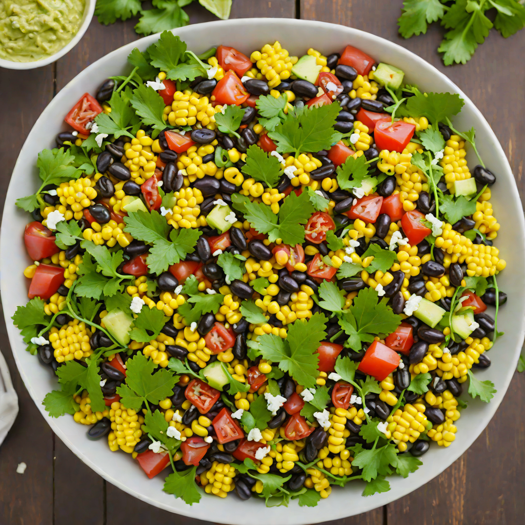 Tex-Mex Black Bean and Roasted Corn Salad with Cilantro-Lime Dressing