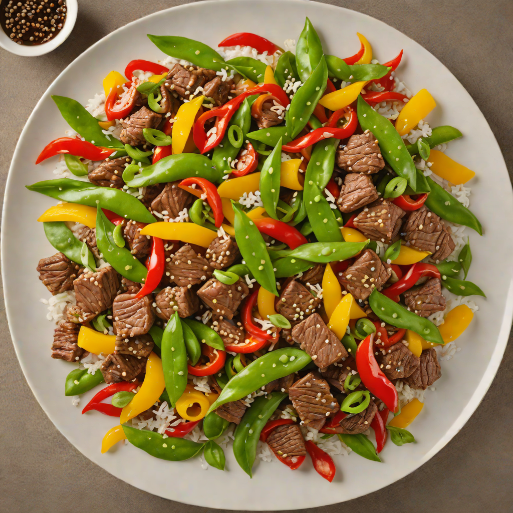 Sautéed Ginger Beef with Bell Peppers and Snow Peas