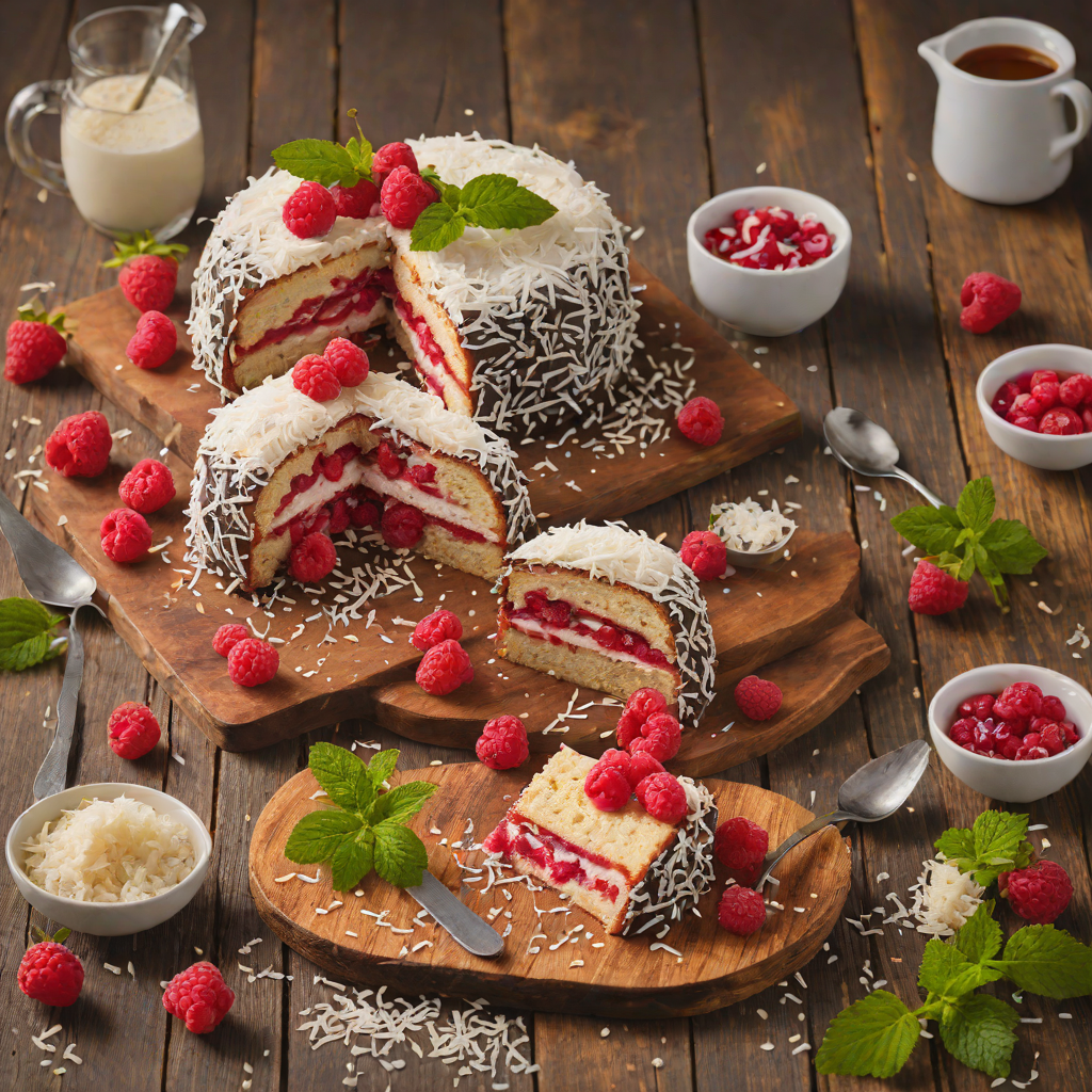 Lamington-Inspired Coconut and Raspberry Layered Cake