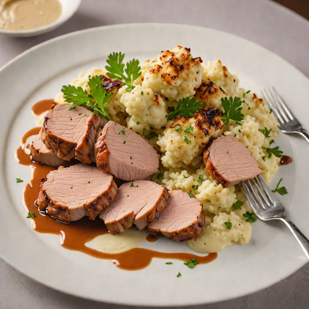 Pan-Seared Pork Tenderloin with Roasted Cauliflower Mash