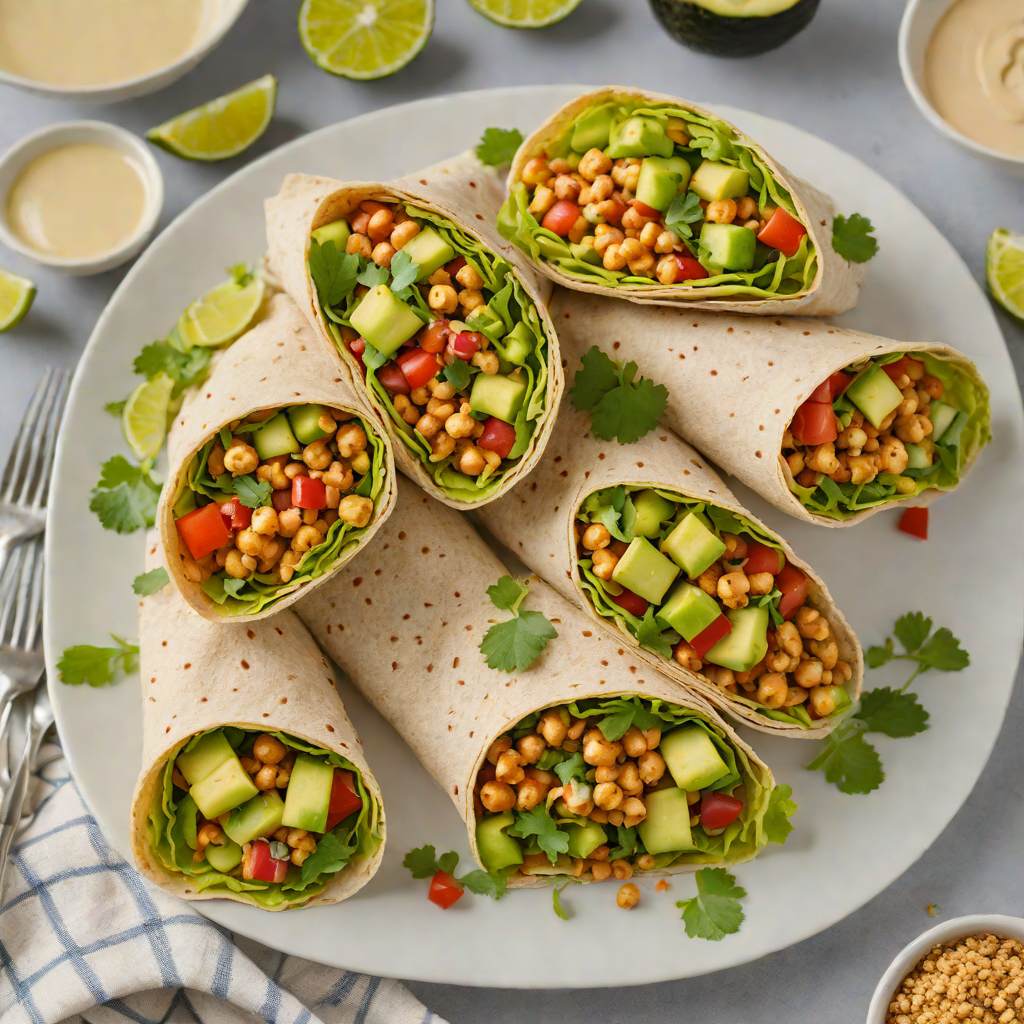 No-Bake Chickpea and Avocado Wraps with Tahini Sauce