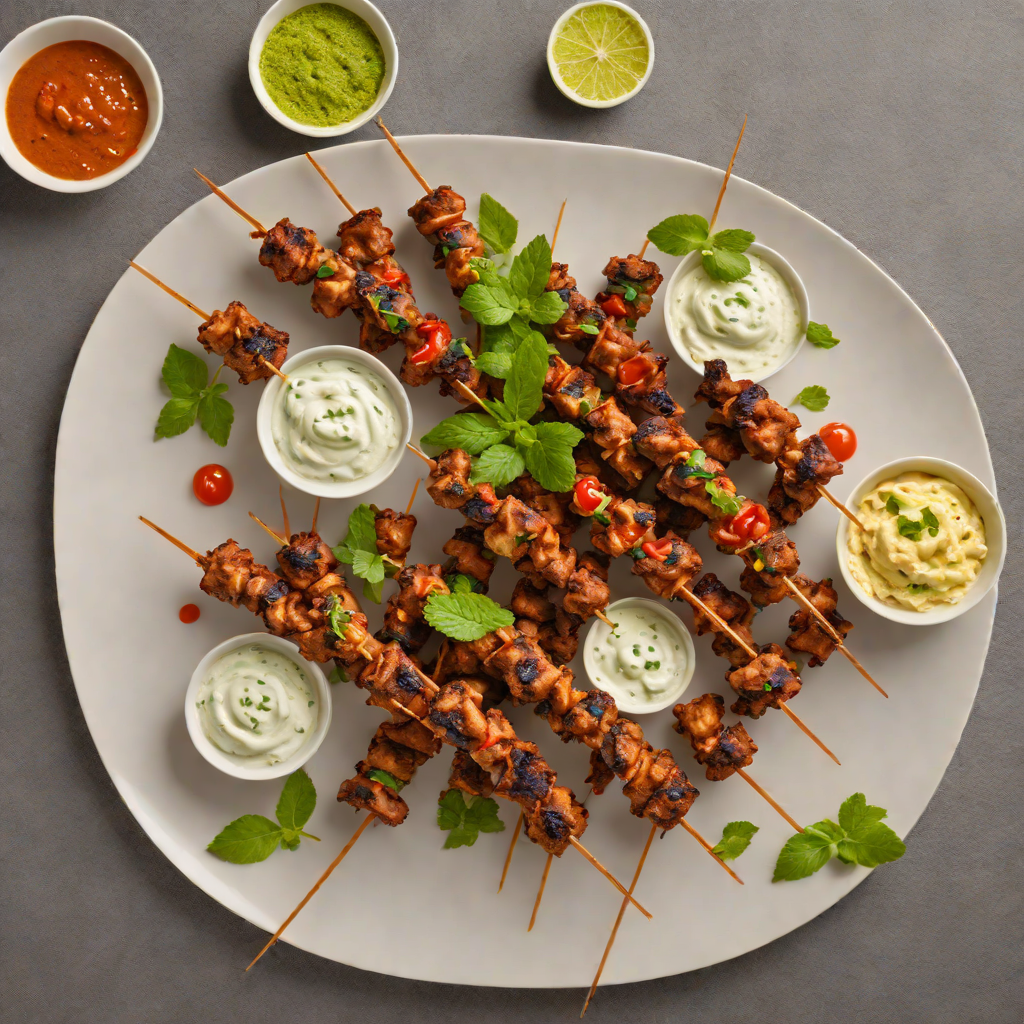 Buffet-Style Indian Tandoori Lamb Skewers with Mint Yogurt Dip