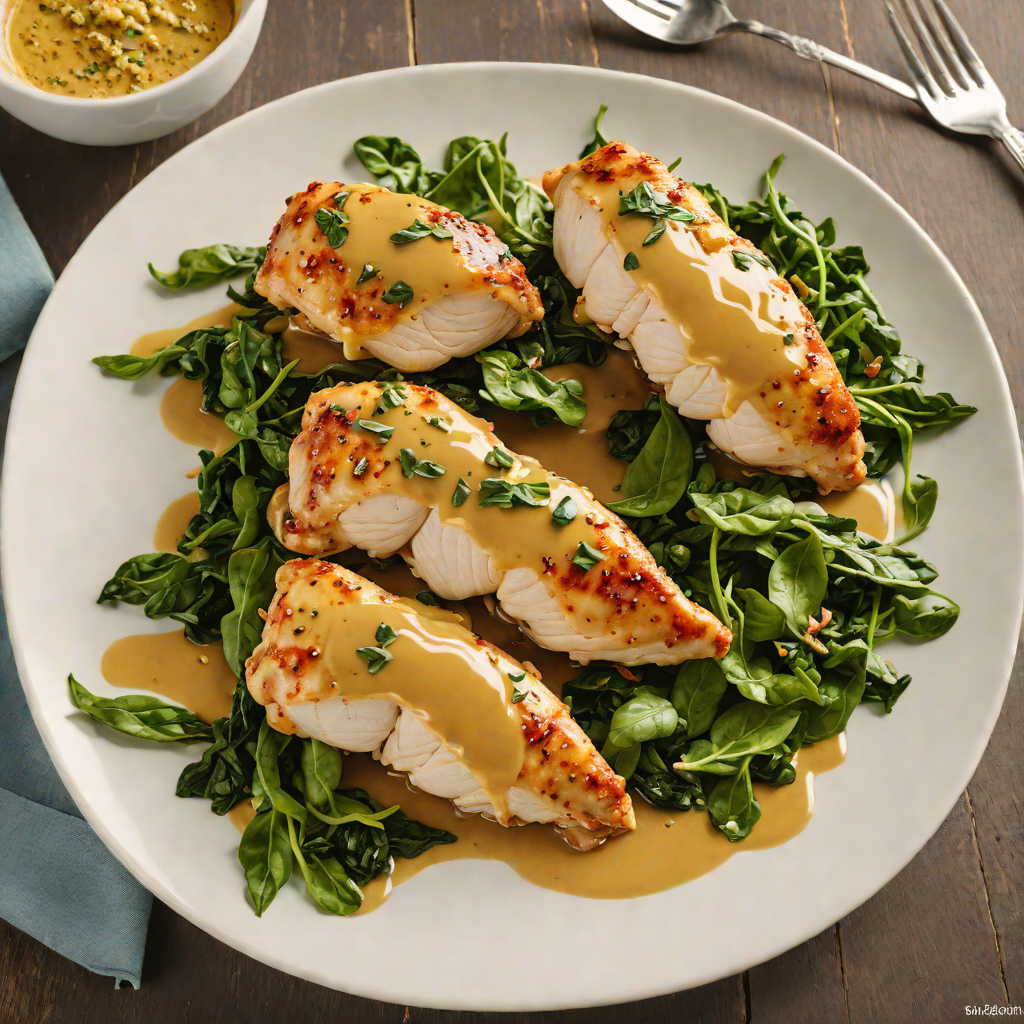 Sautéed Chicken with Honey-Mustard Glaze and Wilted Spinach