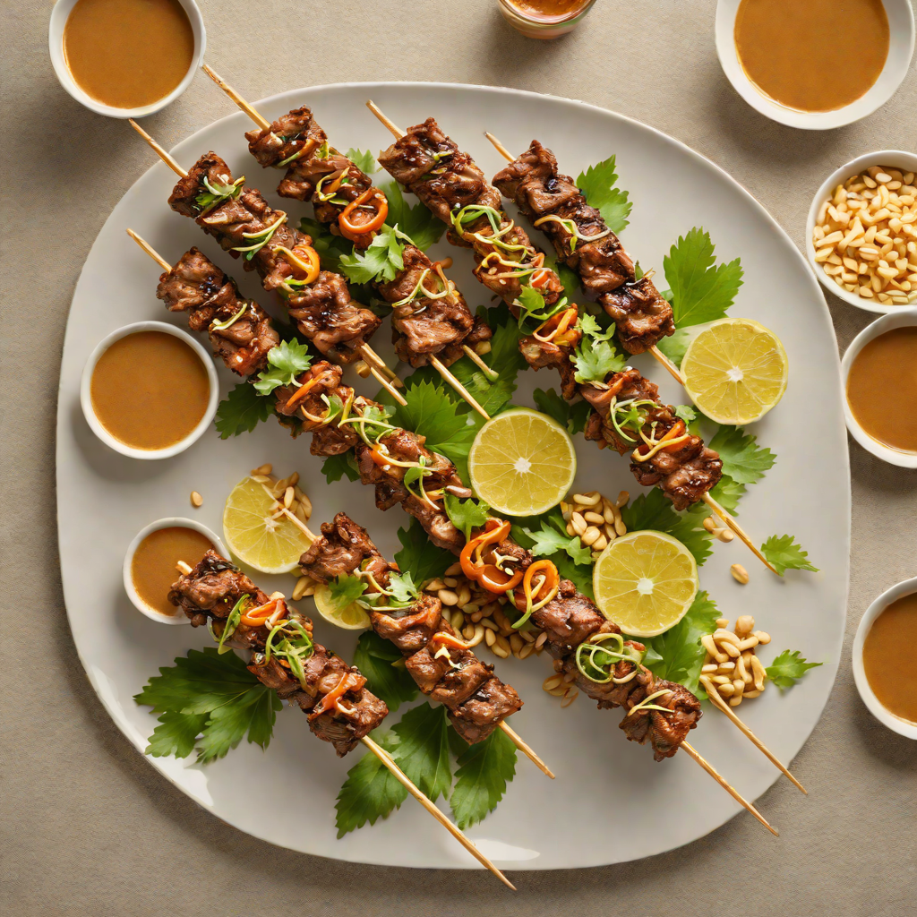 Char-Grilled Lemongrass Beef Skewers with Spicy Peanut Sauce