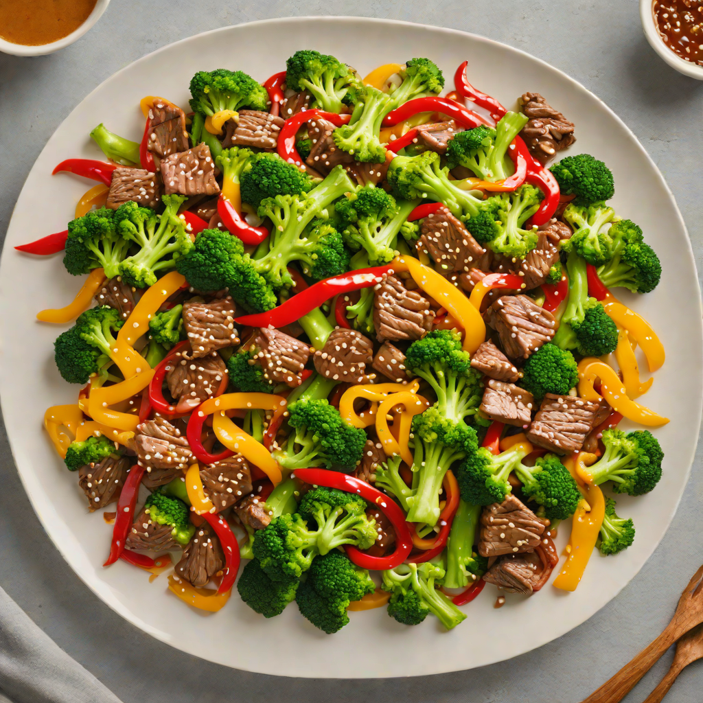 Beef Stir-Fry with Broccoli and Bell Pepper in Ginger-Garlic Sauce