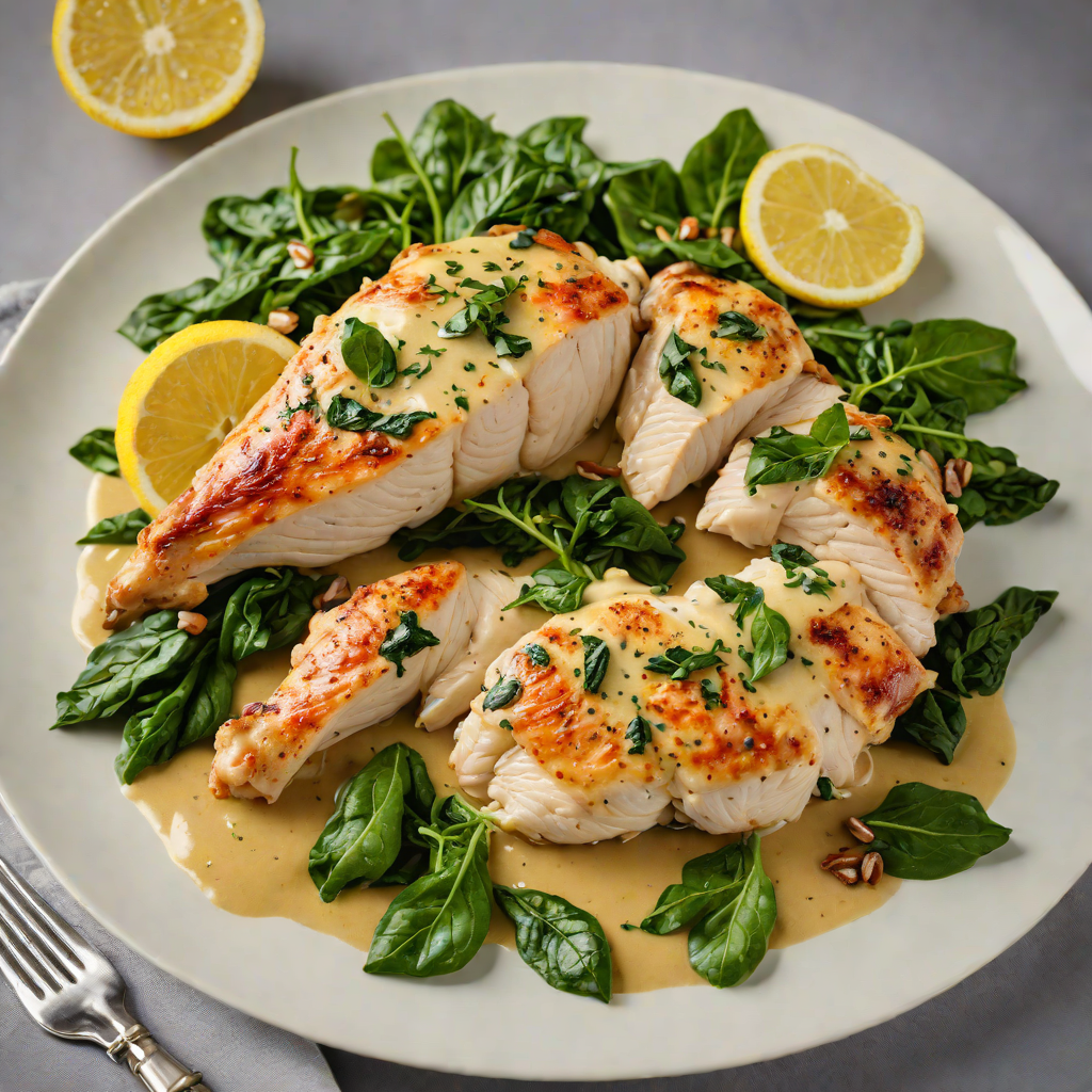 Pan-Seared Chicken with Lemon-Dijon Sauce and Wilted Spinach