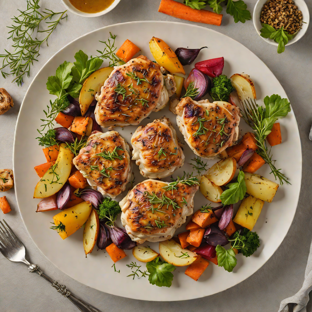 Sautéed Garlic Herb Chicken Thighs with Roasted Root Vegetables