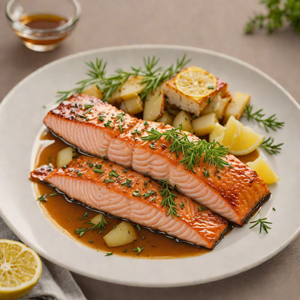 Baked Maple-Glazed Salmon with Garlic and Thyme