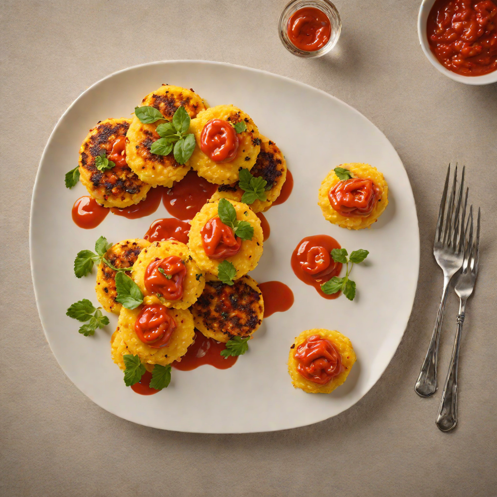 Pan-Grilled Polenta Cakes with Roasted Red Pepper Sauce