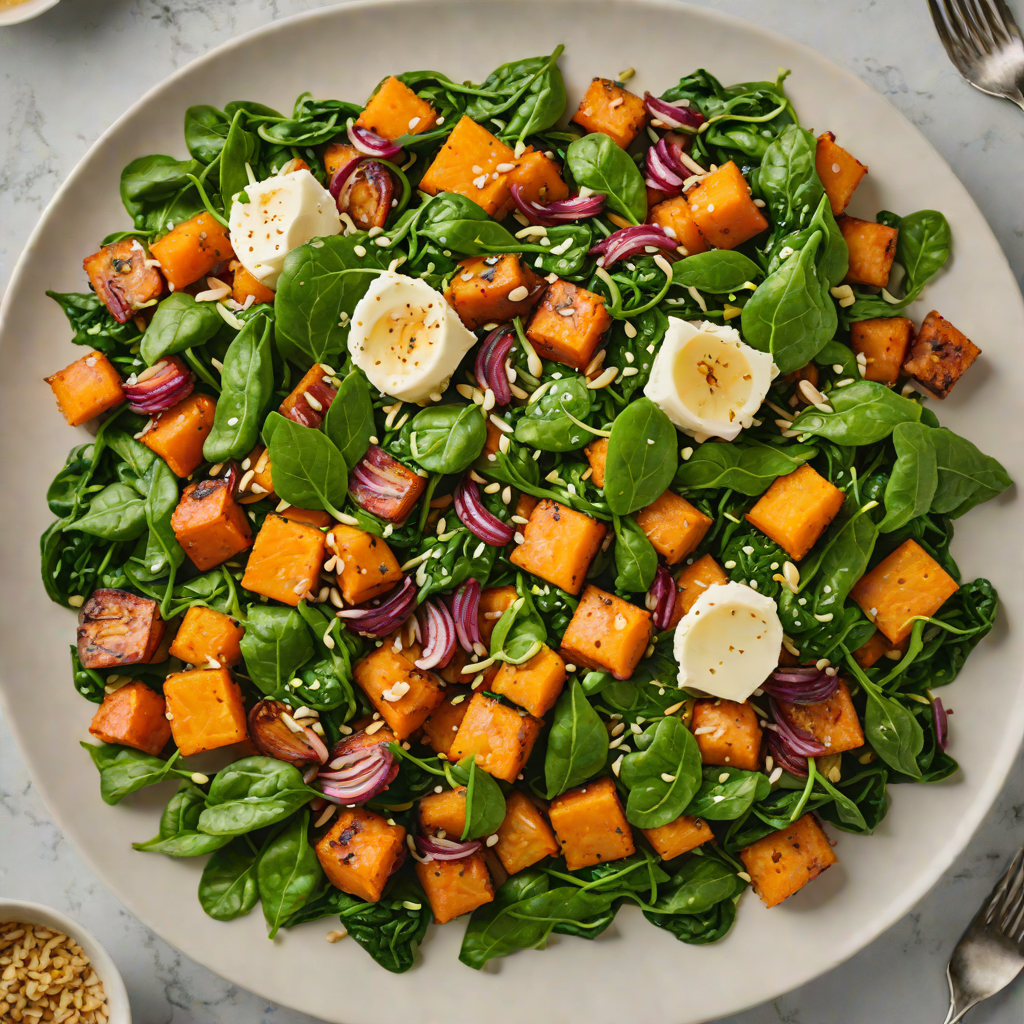 Sautéed Garlic Spinach and Roasted Sweet Potato Bowl