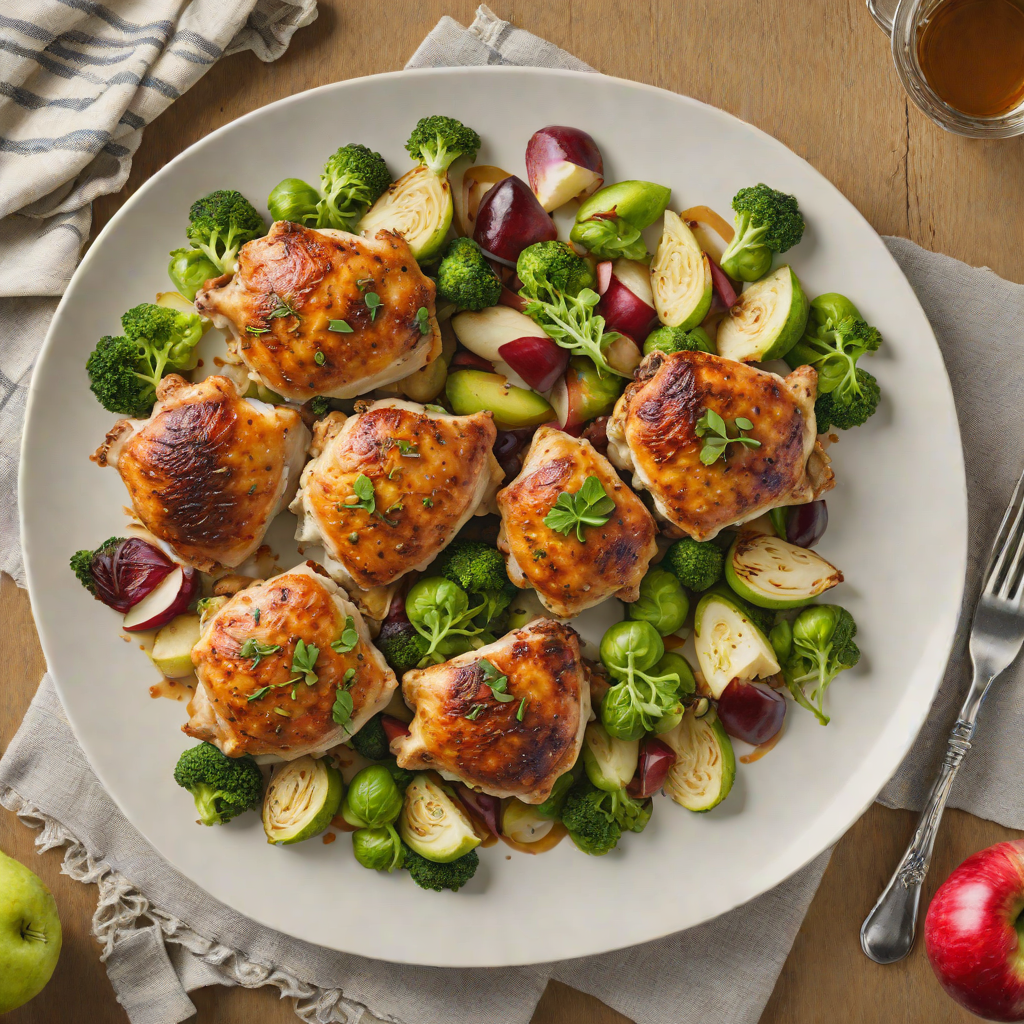 One-Pan Roasted Chicken Thighs with Brussels Sprouts and Apples
