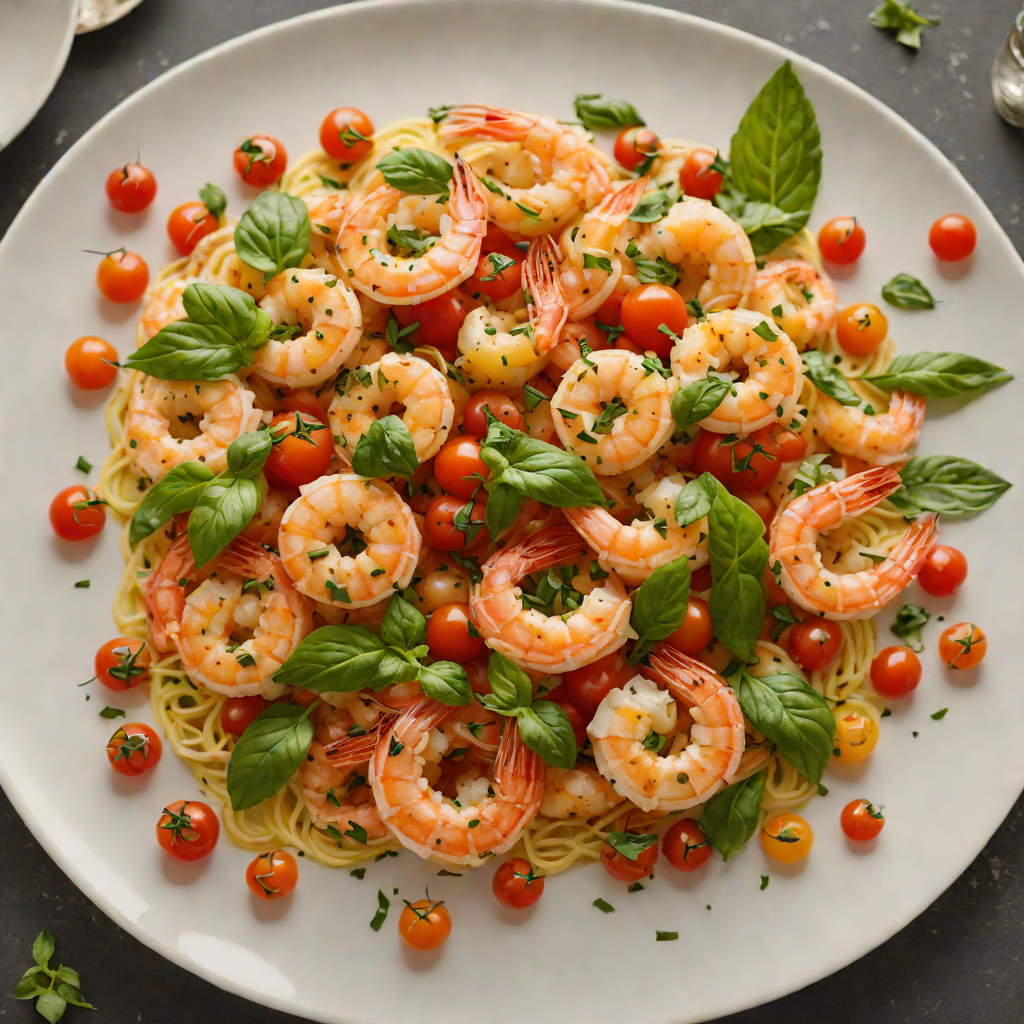 Garlic-Butter Shrimp with Basil and Cherry Tomatoes