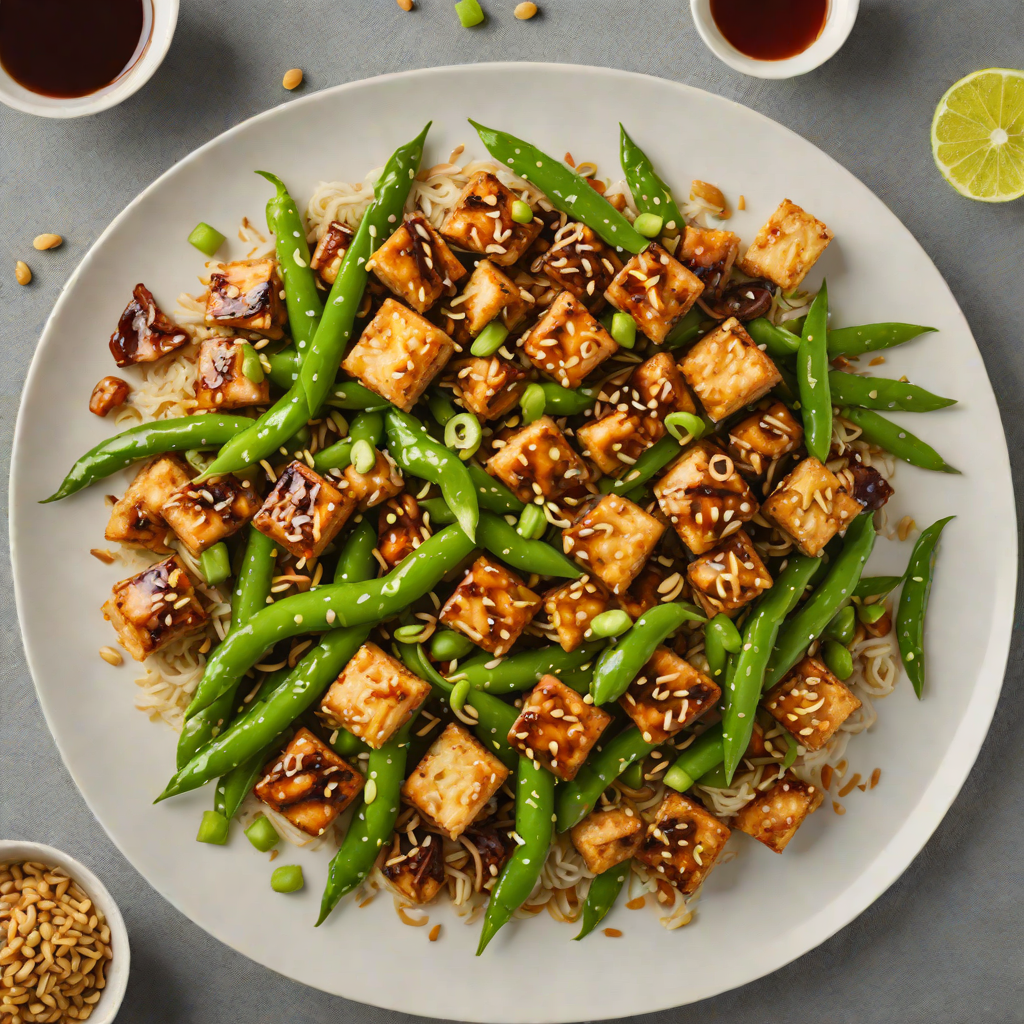 Crispy Tofu Stir-Fry with Ginger-Soy Glaze and Snap Peas