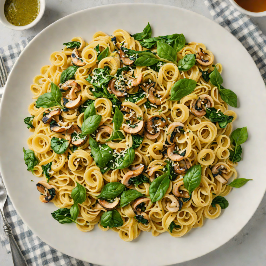 Sautéed Mushroom and Spinach Pasta with Garlic Butter