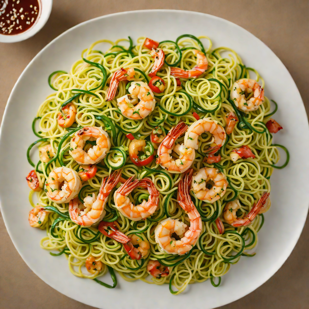 Zucchini Noodle Stir-Fry with Garlic Ginger Shrimp