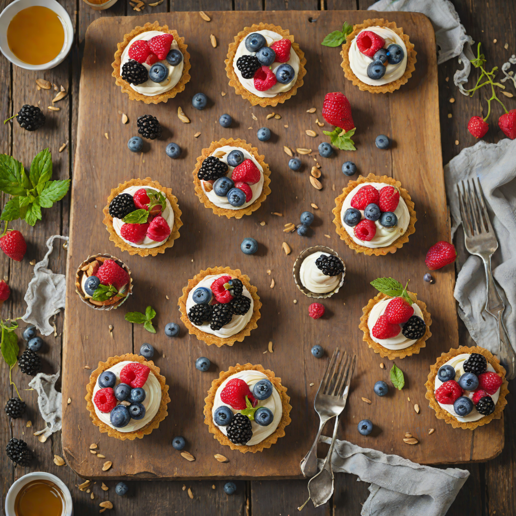 No-Bake Berry and Mascarpone Tartlets with Honey Almond Crust